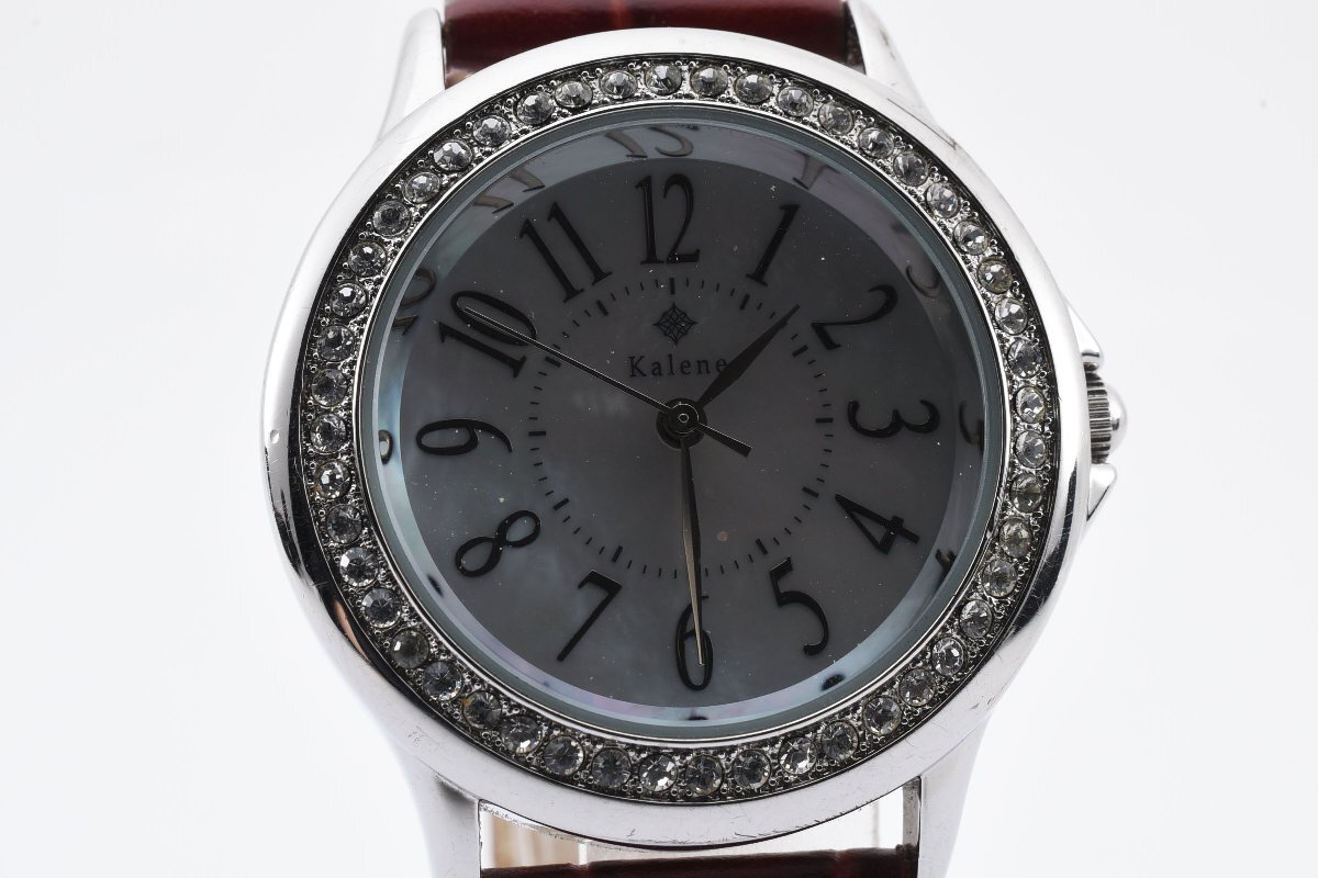 稼働品 カレン ルキア ストーンベゼル ラウンド シェル文字盤 7227 ソーラ レディース 腕時計 Kaleneの画像1