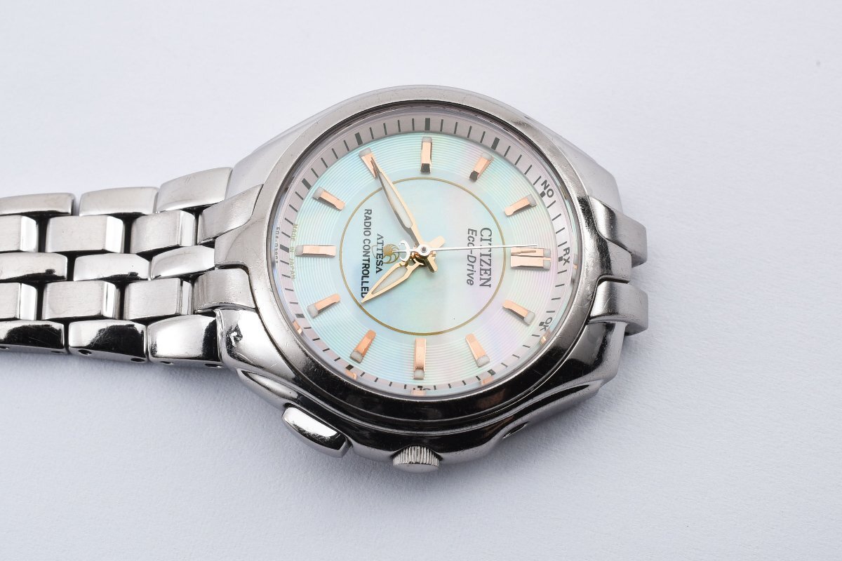  Citizen Atessa radio control shell face H330-T007635 Eko-Drive lady's wristwatch CITIZEN