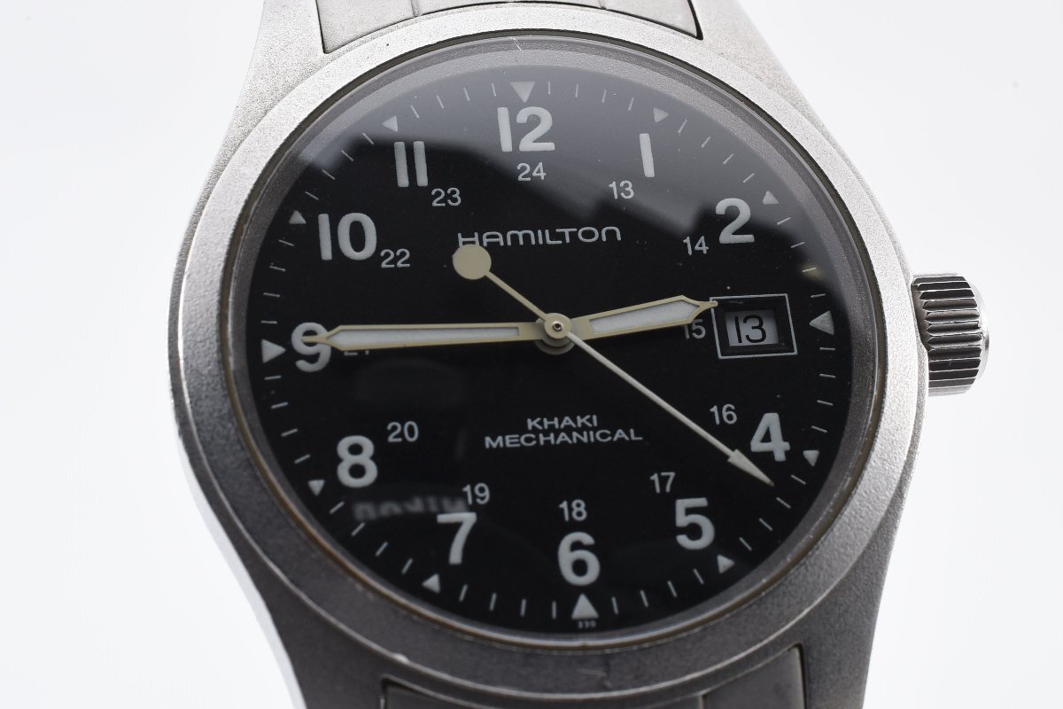ハミルトン デイト ラウンド ブラックフェイス H694190 クオーツ メンズ 腕時計 HAMILTONの画像1