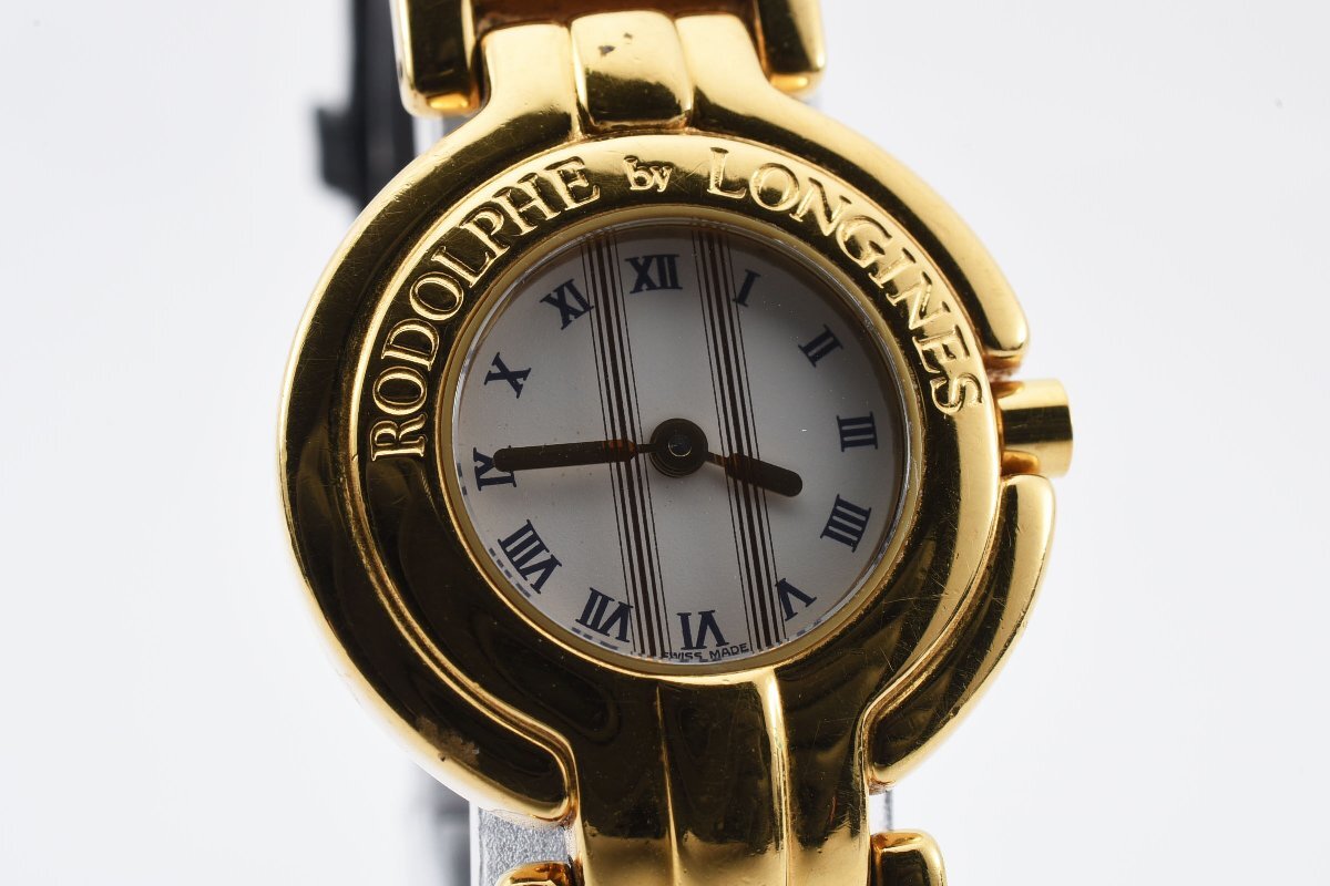 ロドルフ ロンジン Wネーム ラウンド ゴールド ベゼル クオーツ レディース 腕時計 LONGINES RODOLPHEの画像1
