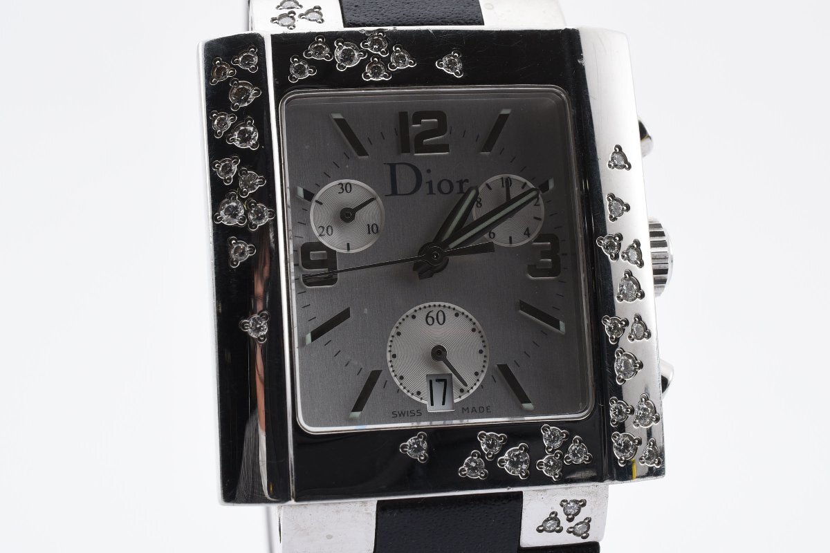 石付き ディオール リヴァ D81-101 デイト クロノグラフ クォーツ レディース 腕時計 ChristianDiorの画像1
