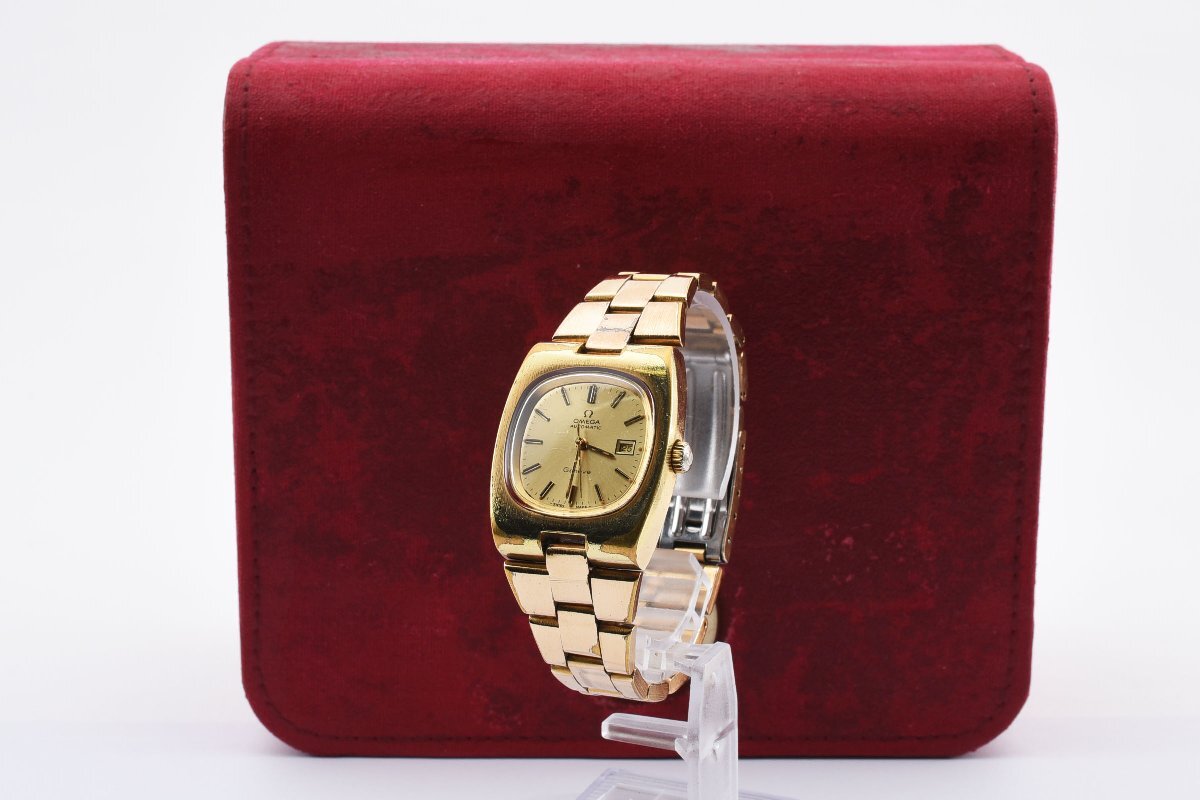 箱付き 美品 稼働品 オメガ ジュネーブ デイト スクエア ゴールド 手巻き レディース 腕時計 OMEGA_画像3