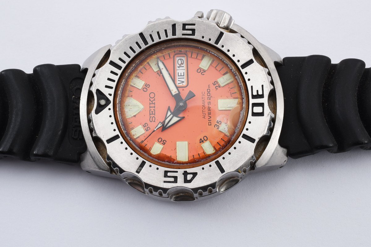 セイコー オレンジモンスター ダイバーズ 7S26-0350 デイデイト ラウンド シルバー 自動巻き メンズ 腕時計 SEIKO_画像4