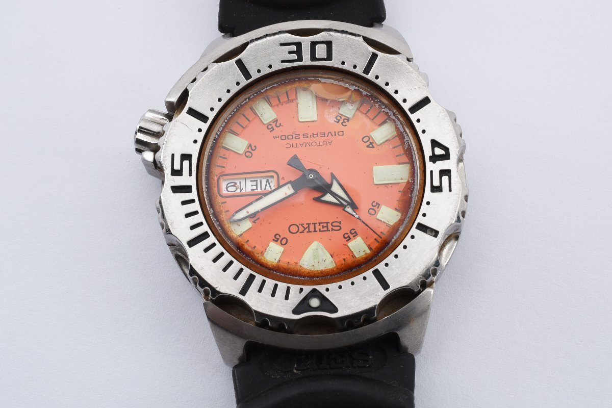 セイコー オレンジモンスター ダイバーズ 7S26-0350 デイデイト ラウンド シルバー 自動巻き メンズ 腕時計 SEIKO_画像3