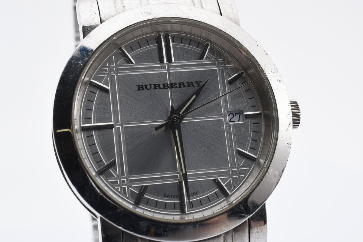 箱付き バーバリー デイト ラウンド BU1350 クォーツ メンズ 腕時計 Burberry_画像2