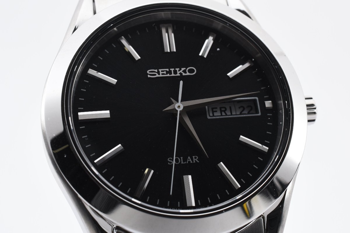 美品 箱付き 稼働品 セイコー スピリット V158-0AZ0 デイデイト ラウンド シルバー ソーラ メンズ 腕時計 SEIKO_画像1
