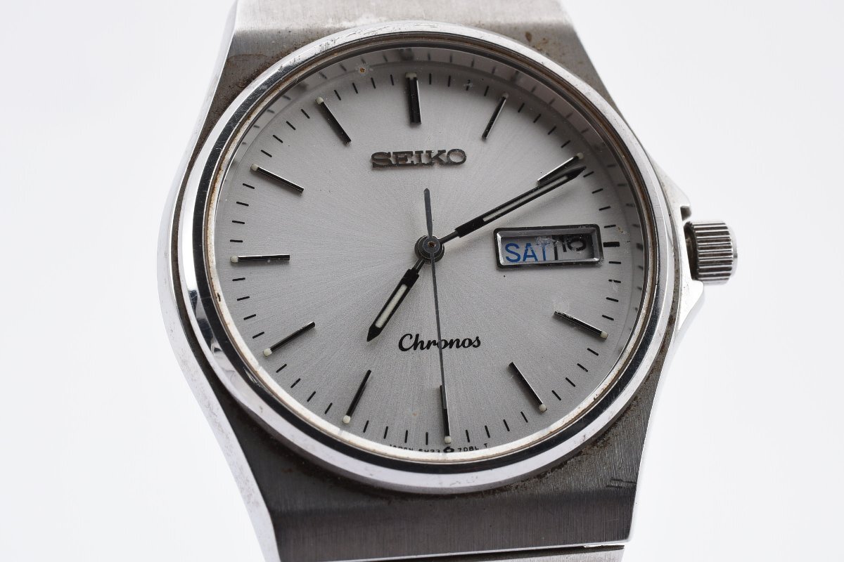 セイコー クロノス 5H23-7D20 デイデイト ラウンド シルバー クォーツ 腕時計 SEIKOの画像1