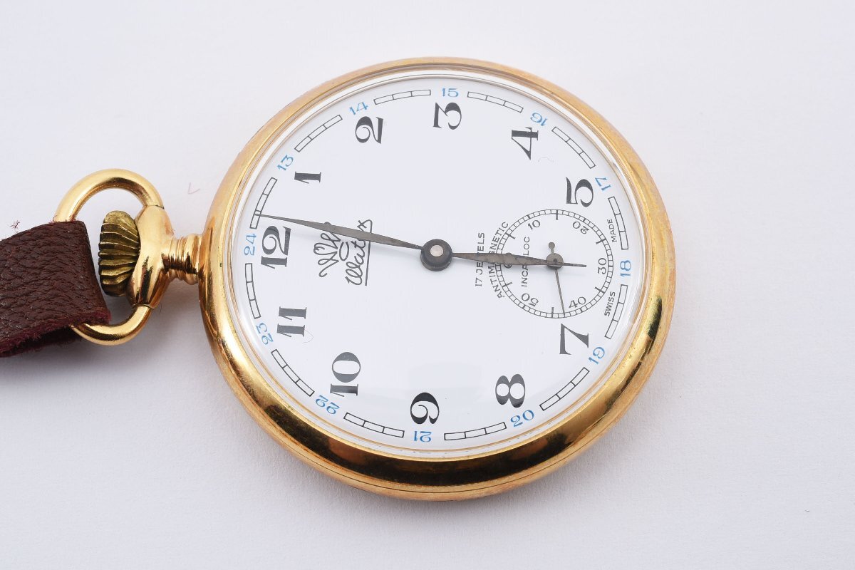 ケース付き 稼働品 ワテックス 懐中時計 スモセコ ゴールド 手巻き メンズ 腕時計 WATEX_画像5