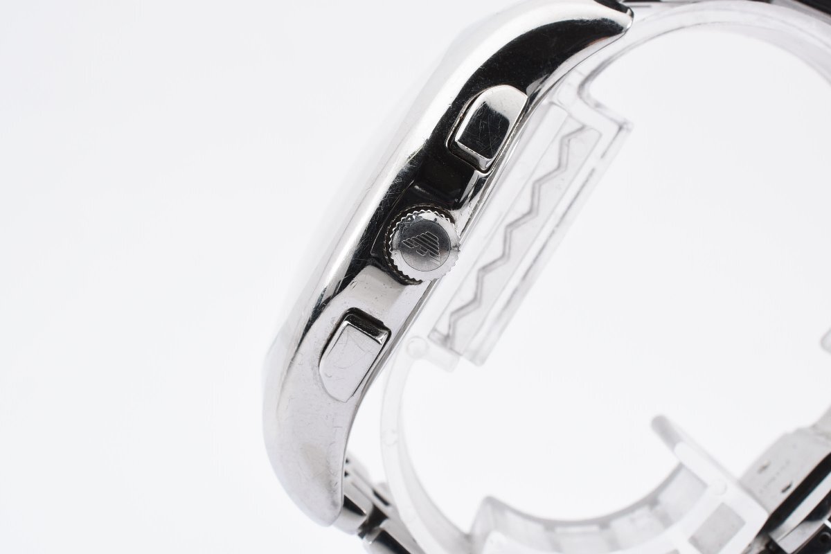 稼働品 エンポリオアルマーニ デイト ラウンド AR-1786 クォーツ メンズ 腕時計 ARMANI_画像4