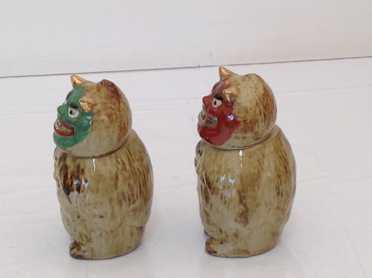 【未使用】工芸品 陶器製 男鹿半島 なまはげ 徳利＆お猪口 2点セットの画像2