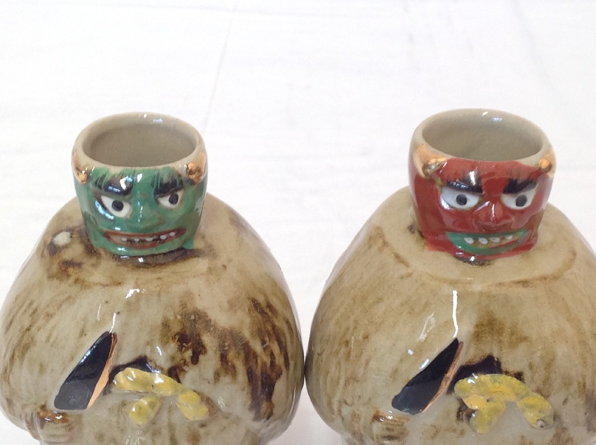 【未使用】工芸品 陶器製 男鹿半島 なまはげ 徳利＆お猪口 2点セットの画像7