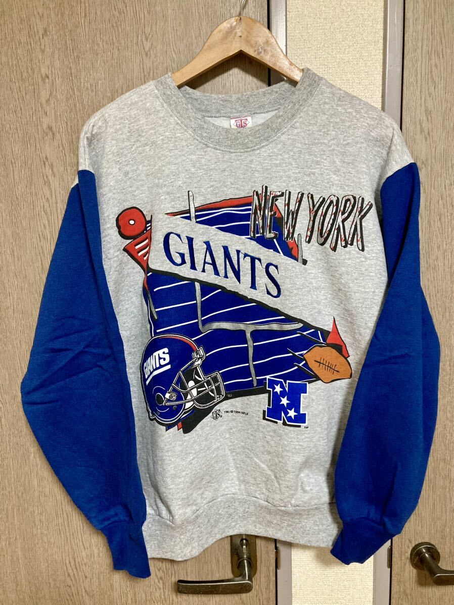 【古着】USA製 90s スウェット トレーナー XLサイズ NY GIANTS made in usa アメカジ NFL 1994 ニューヨークジャイアンツ GTS ラグラン_画像1