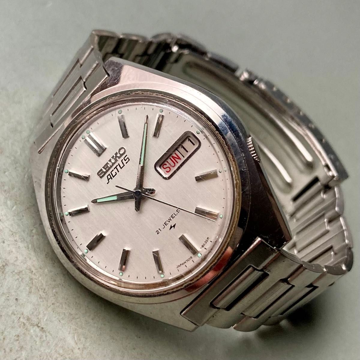 【動作品】セイコー アクタス アンティーク 腕時計 1977年 自動巻き メンズ