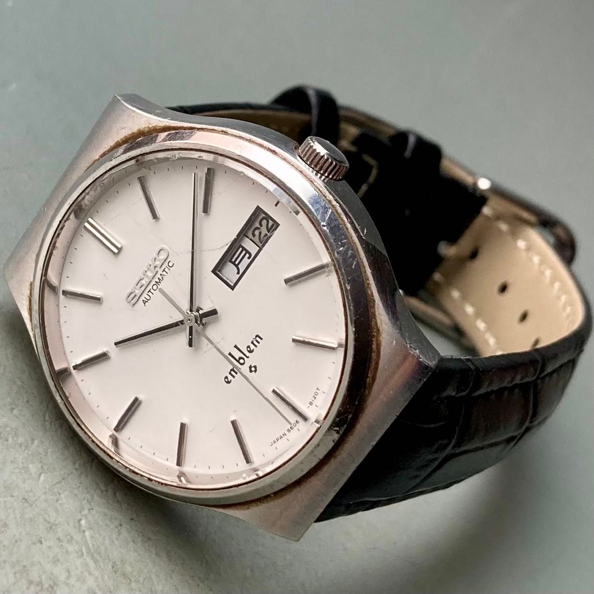 【動作品】セイコー エンブレム アンティーク 腕時計 1975年 自動巻き 男性