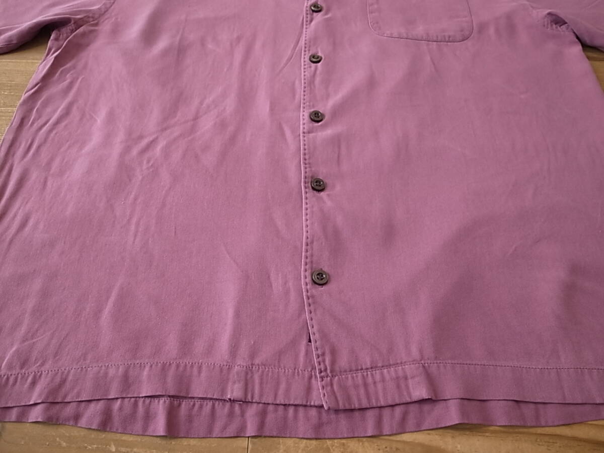 Tommy Bahama トミーバハマ 100％ シルク 赤紫 オープンカラー 開襟 半袖 シャツ アロハ アメリカ古着 サイズ L 大きめ _画像5