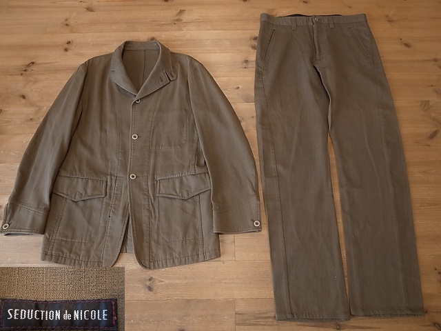 SEDUCTION de NICOLE Nicole cotton setup suit 3. jacket & slacks khaki size 48 XL corresponding 