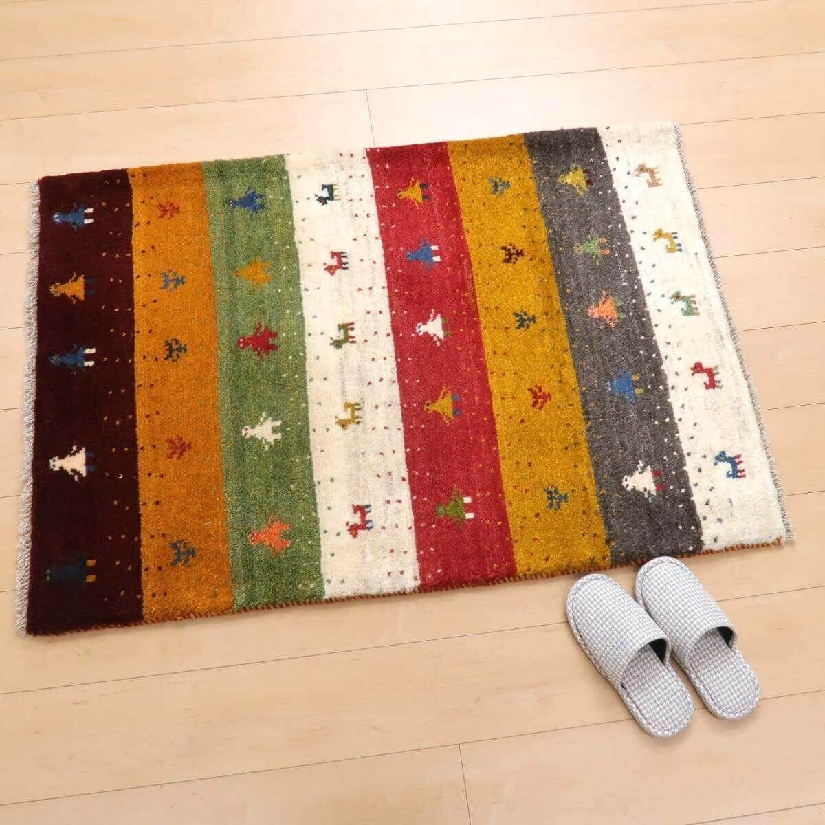 ギャッベ/ラティーフ 120×84cm イラン産 手織り リビング ギャッベ/ラティーフ 120×84cm イラン産 手織り リビング