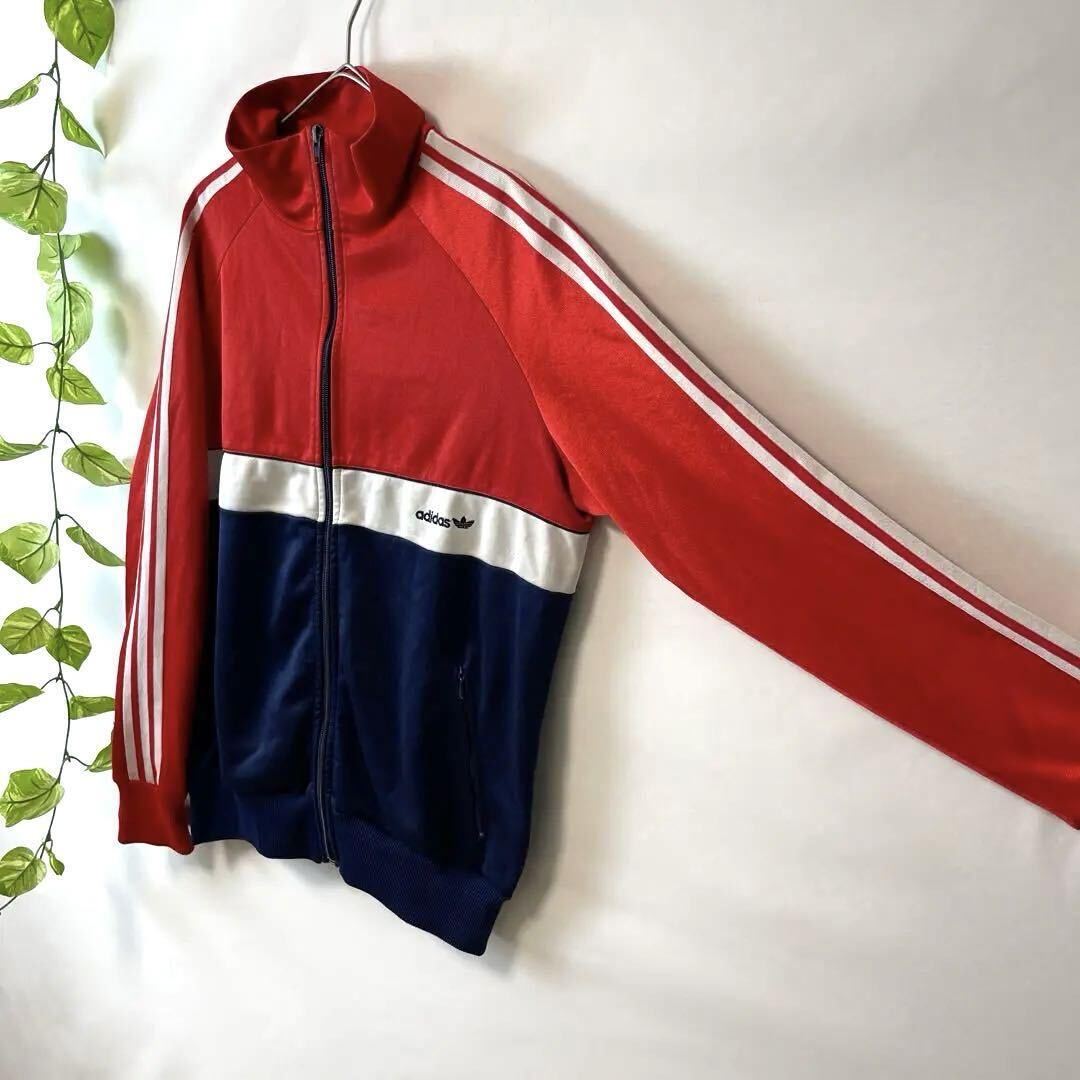 超希少/アーカイブ/70s80s/西ドイツ製/デサント/adidas アディダス トラックジャケット ジャージ 6号 L-XLサイズ メンズ 赤白紺  源流