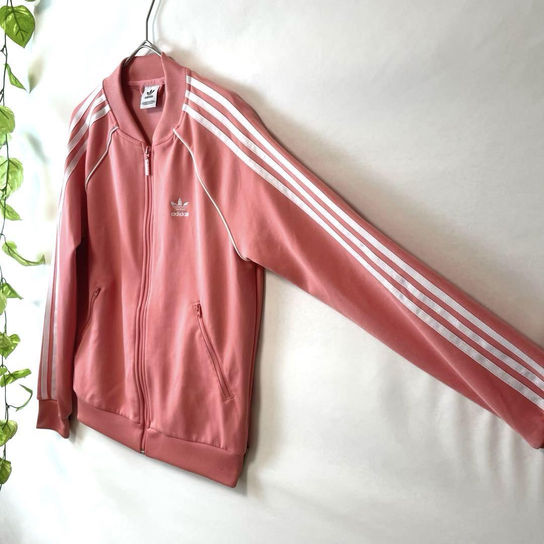 超希少カラー/adidas アディダス トラックジャケット ジャージ トレフォイルロゴ スリーライン ピンク 桃色 メンズ L(Mサイズ相当)の画像4