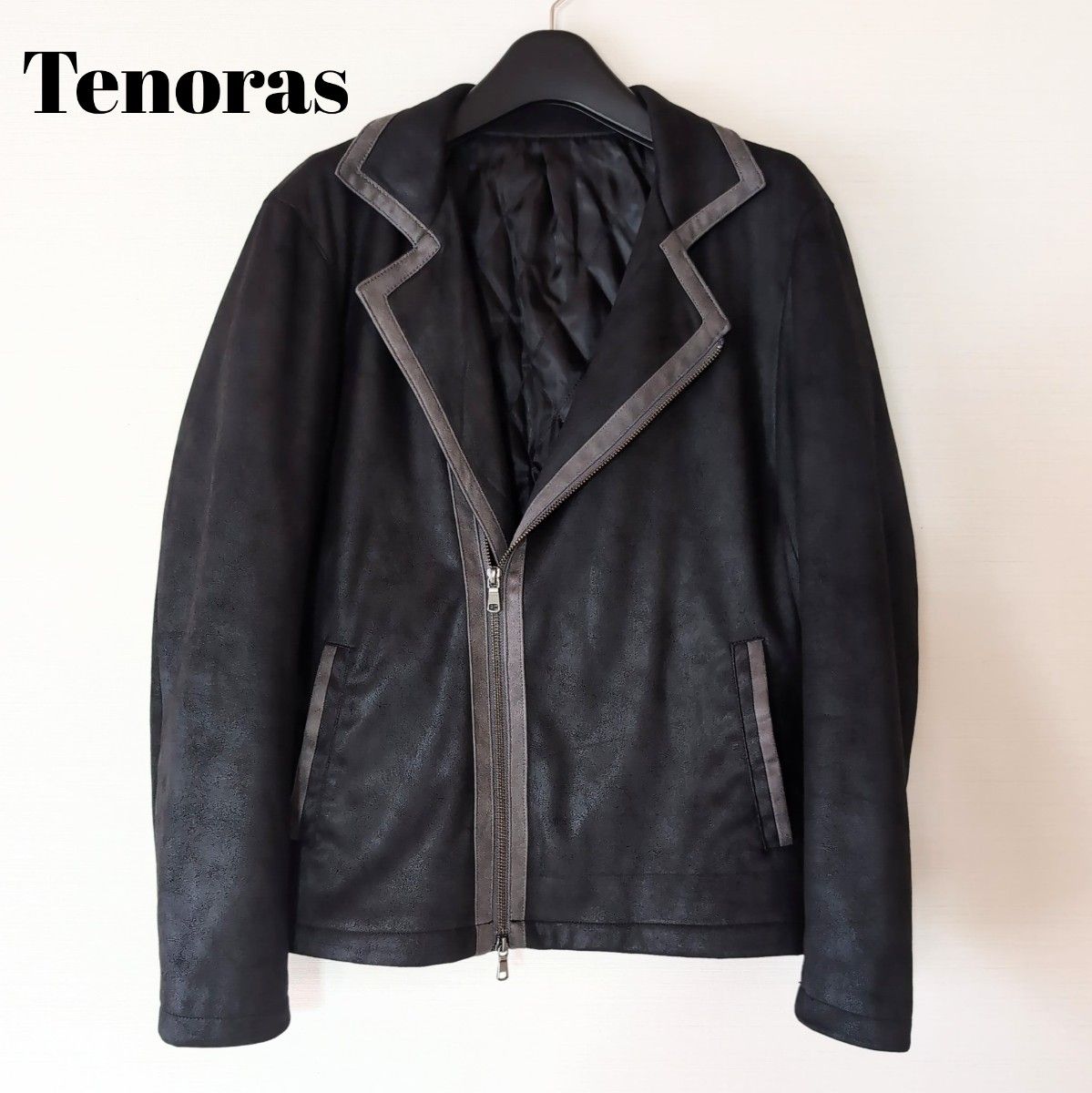 【美品】 Tenoras ライダースジャケット M キルティング スウェード調 テーラードジャケット ティノラス メンズ