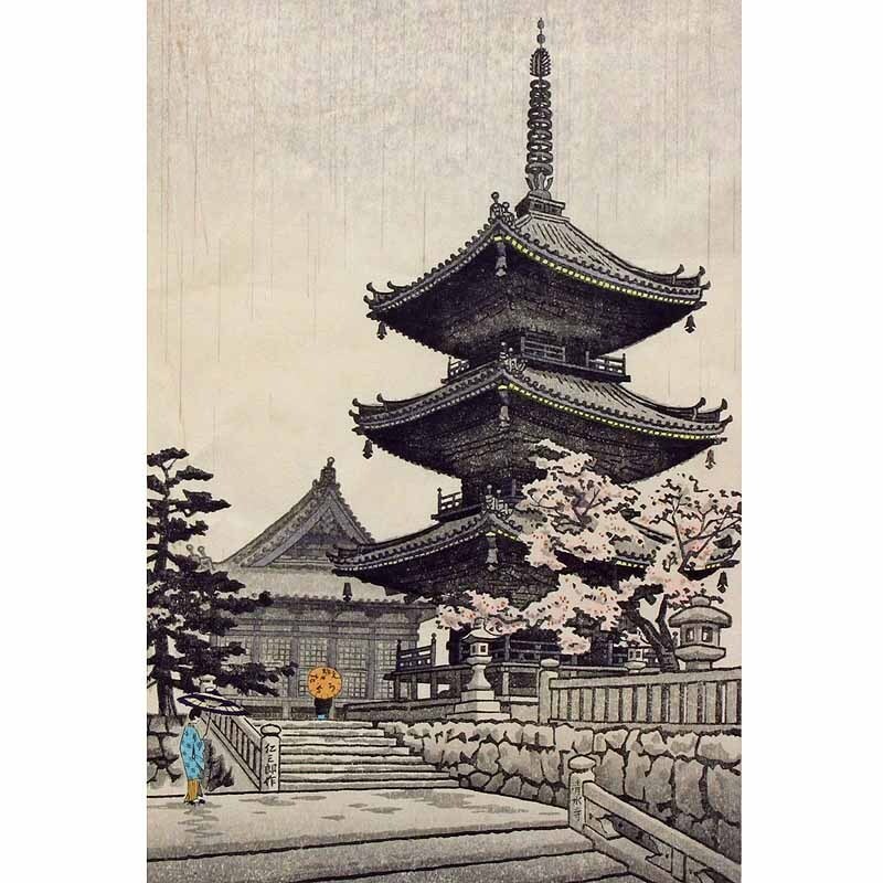 【GINZA絵画館】伊藤仁三郎　木版画「清水寺」京都_画像2