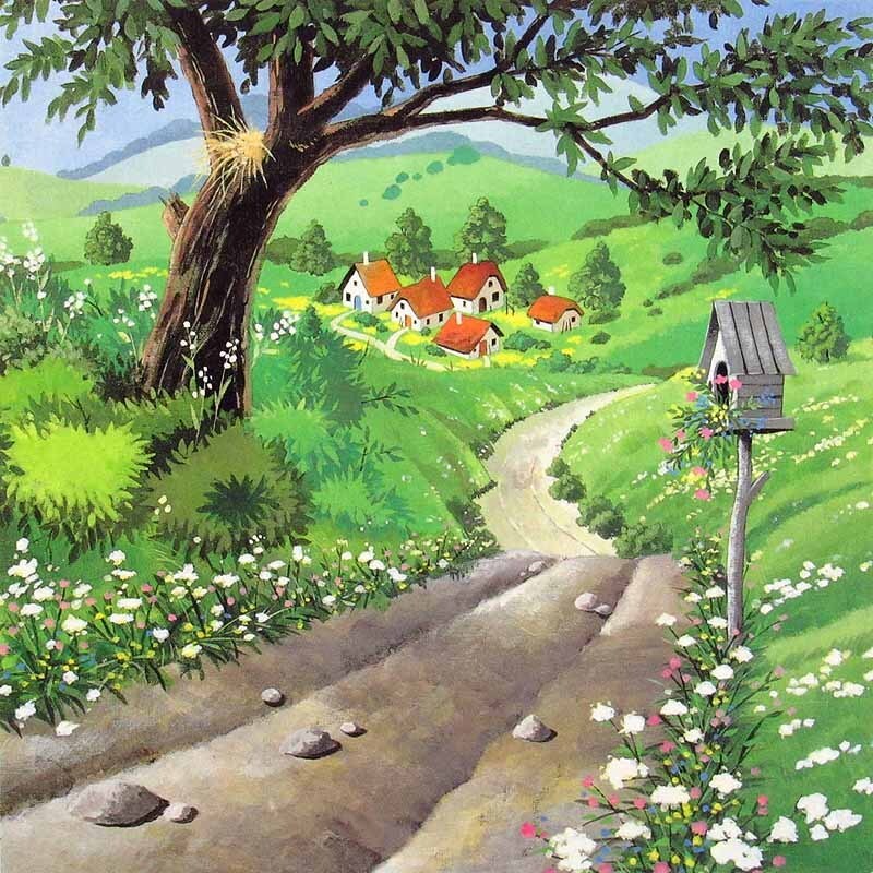 【GINZA絵画館】イシヤマ・マリオ　版画「谷間の村へ」ほかシート７種セット・楽しめます！_画像1