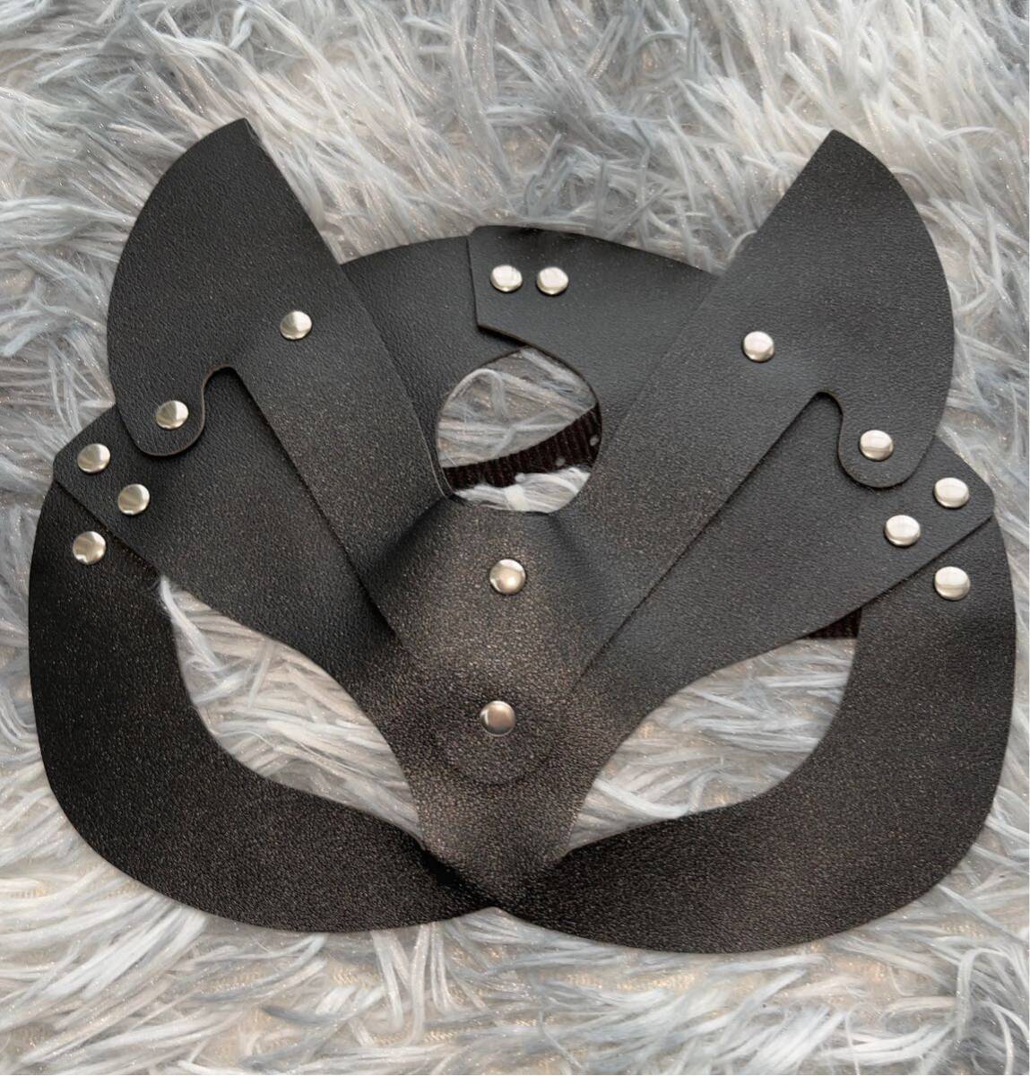  leather cat mask face mask black cat mask PU leather cosplay 