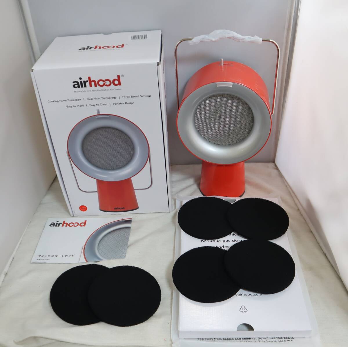 ⑧ beautiful goods airhood air hood * portable range hood * exhaust fan /AH-01AJ/ red group * manual / original box / filter attaching / operation verification OK
