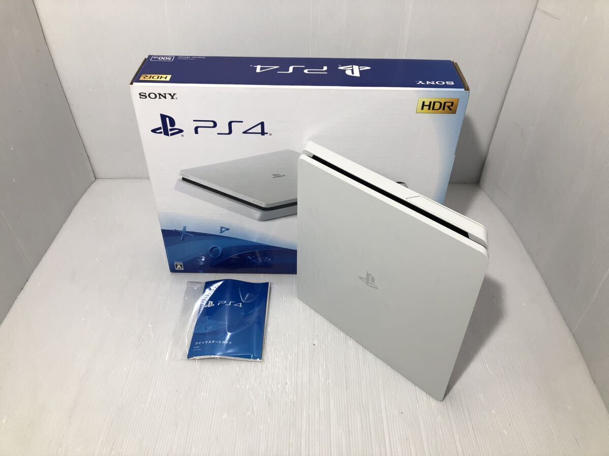 SONY PS4 本体 CUH-2100A ホワイト 薄型 箱付き【HDD500GB】FW11.50 動作良好 プレイステーション4 PlayStation4 白 ソニー_画像1