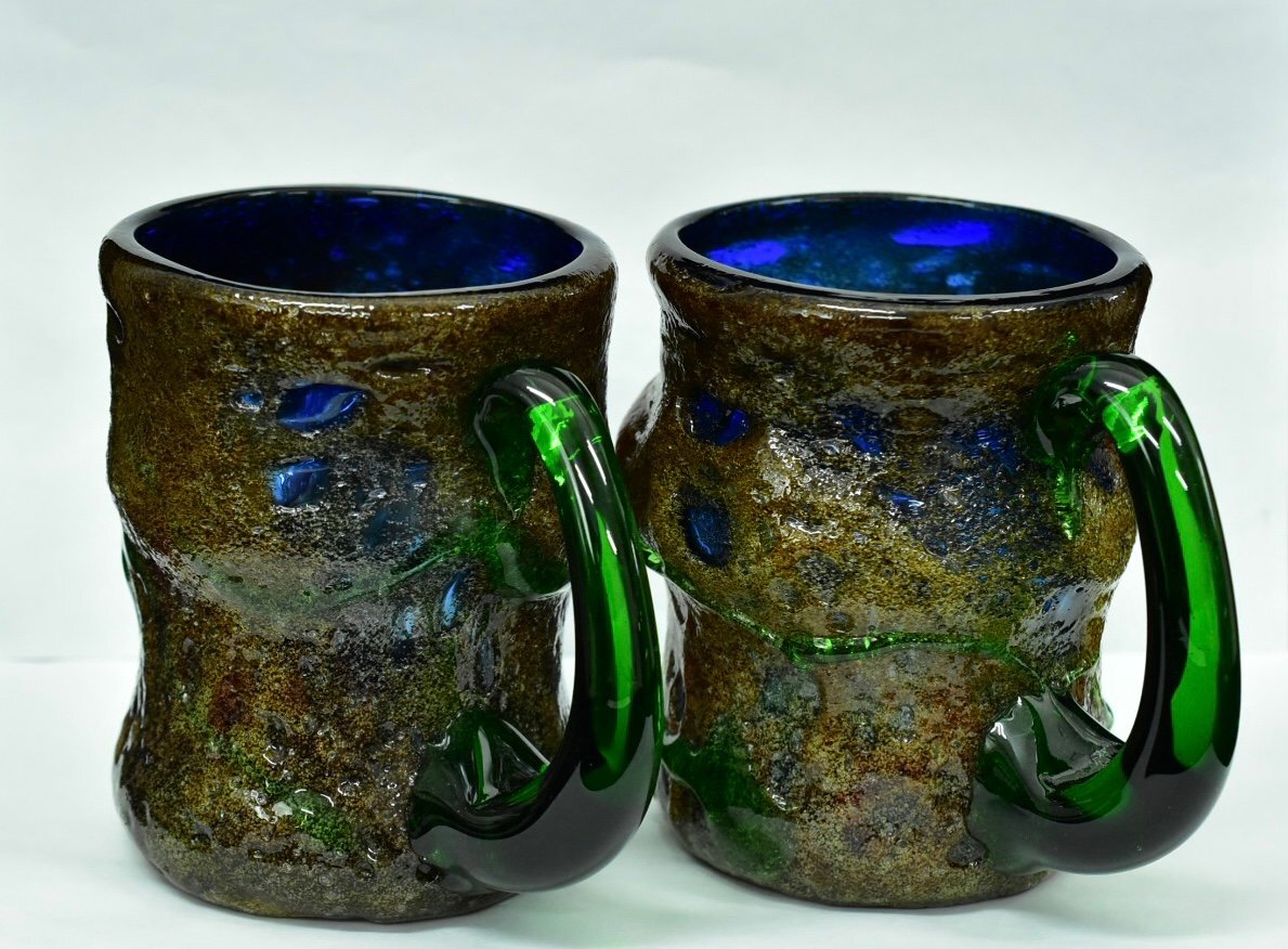 (2-1188)2点 稲嶺盛吉『ビアグラス』グラス ガラス 琉球ガラス 紅珊瑚 食器 【緑和堂】_画像1