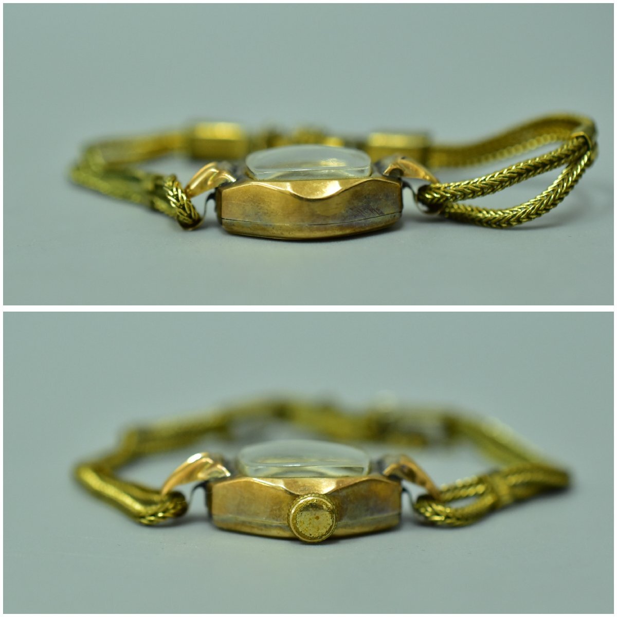 (1-115)SELLITAselita женские наручные часы 14k 0.585 золотой цвет Gold цвет ANTIMAGNETIC Швейцария работоспособность не проверялась [ зеленый мир .]