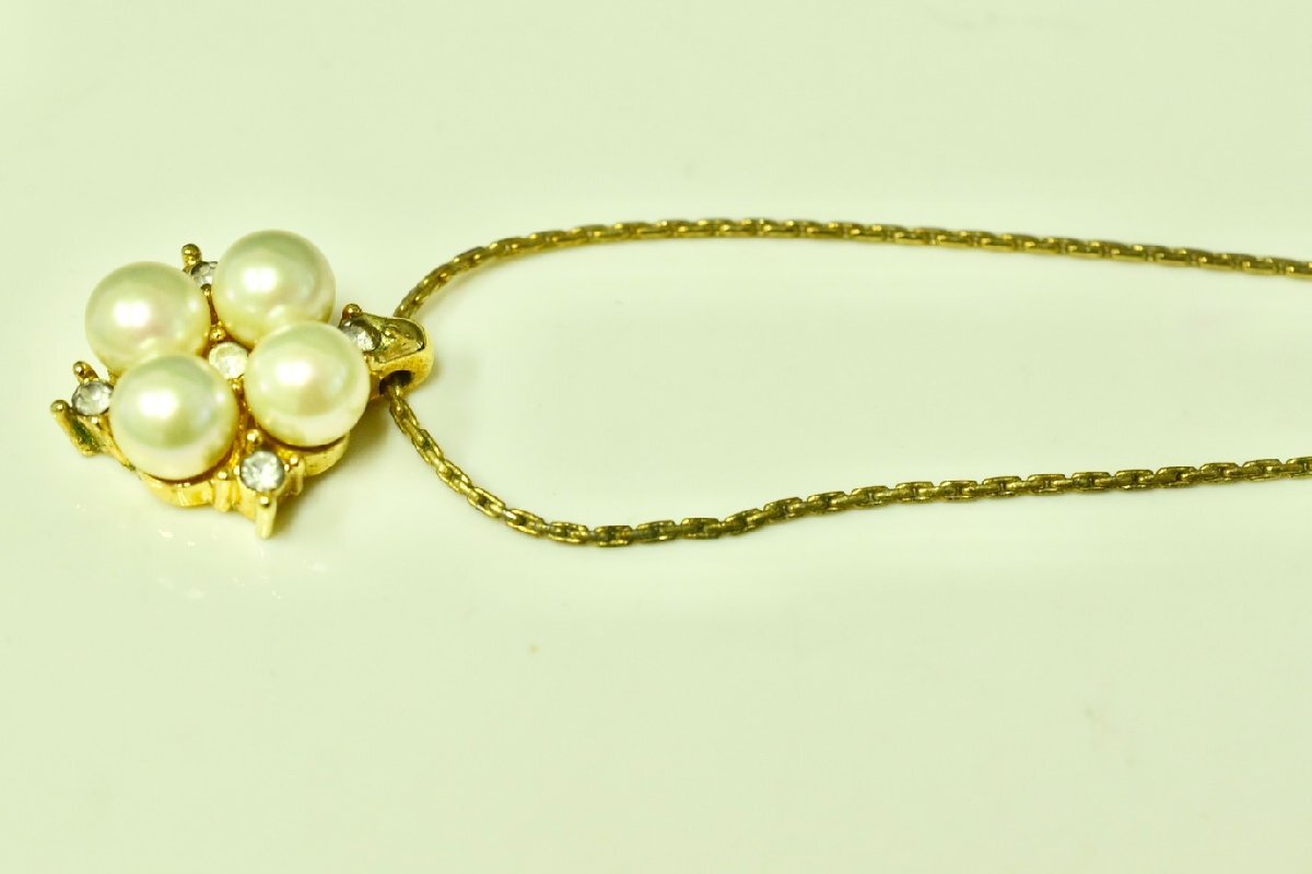 (4-5075)ディオール Cristian Dior パール ネックレス ゴールドカラー 真珠4粒 アクセサリー【緑和堂】の画像7