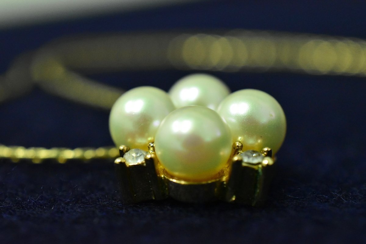 (4-5075)ディオール Cristian Dior パール ネックレス ゴールドカラー 真珠4粒 アクセサリー【緑和堂】の画像4