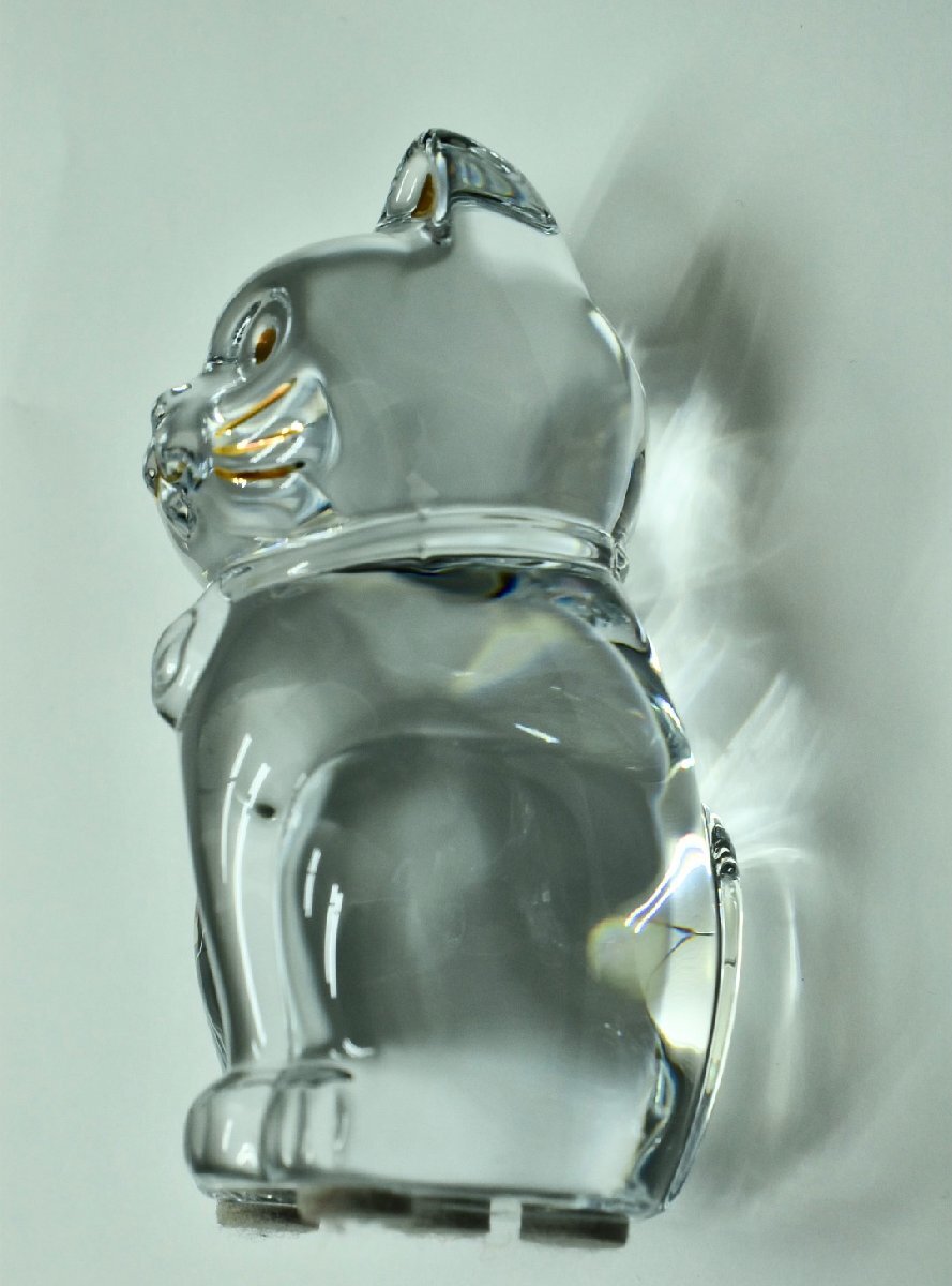 (4-25763)バカラ Baccarat 招き猫 クリスタルガラス 猫 置物 ねこ インテリア オブジェ ガラス工芸【緑和堂】の画像6