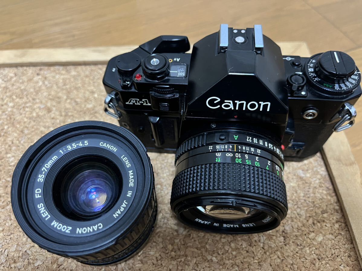 canon キャノン A-1 レンズ セット 中古 FD NEW FD 50mm F/1.4 、35-70mm F/3.5-4.5、200mm F/4 動作未確認 ジャンク扱い フィルムカメラ_画像5