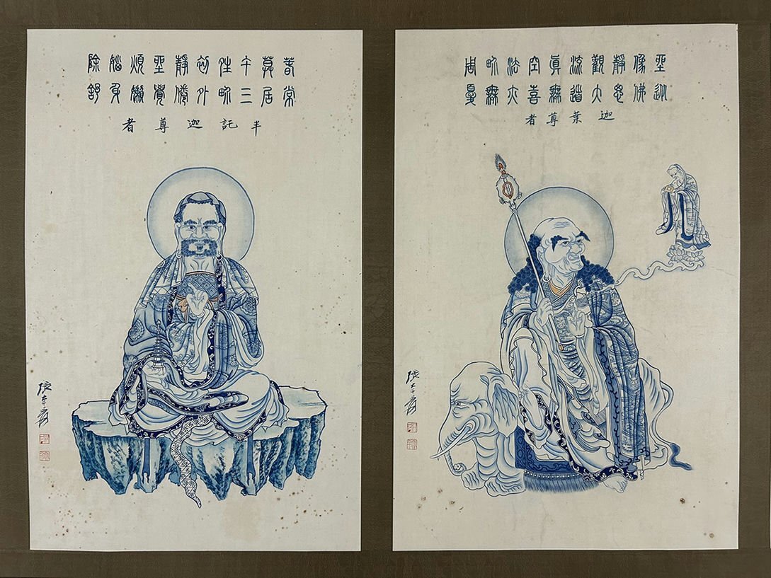 ■観心・時代旧蔵■C4226中国古書画 張大千 十八羅漢図長卷 書画長卷 水墨中国画巻物 肉筆逸品 肉筆保証品_画像6