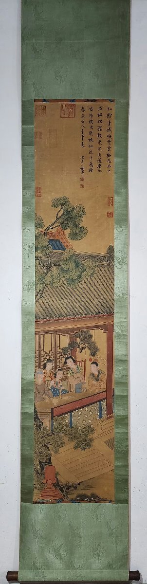 ■観心・時代旧蔵■C4263中国古書画 清 楊晋 絹本 人物図 掛け軸 書画立軸 水墨中国画巻物 肉筆逸品 肉筆保証品_画像2