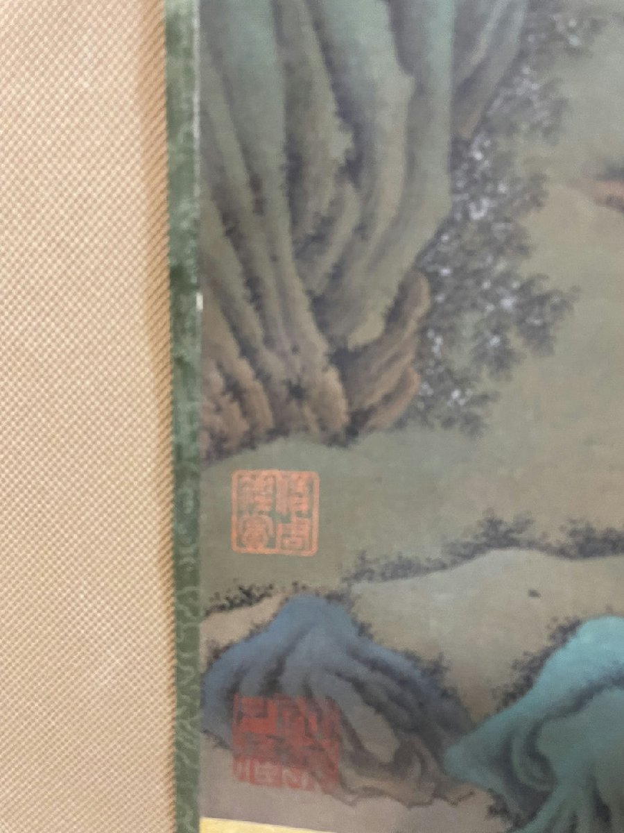 ■観心・時代旧蔵■C4397中国古書画 仇英 山水 掛け軸 立軸 水墨中国画巻物 書画 巻き物 肉筆保証品_画像10