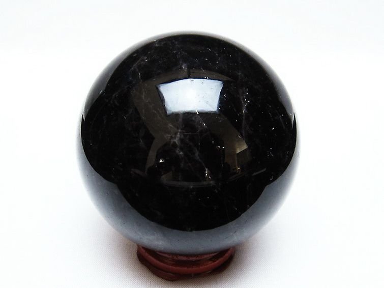 誠安◆超レア最高級天然モリオン 純天然 黒水晶 丸玉 70mm [T572-9670]_画像3