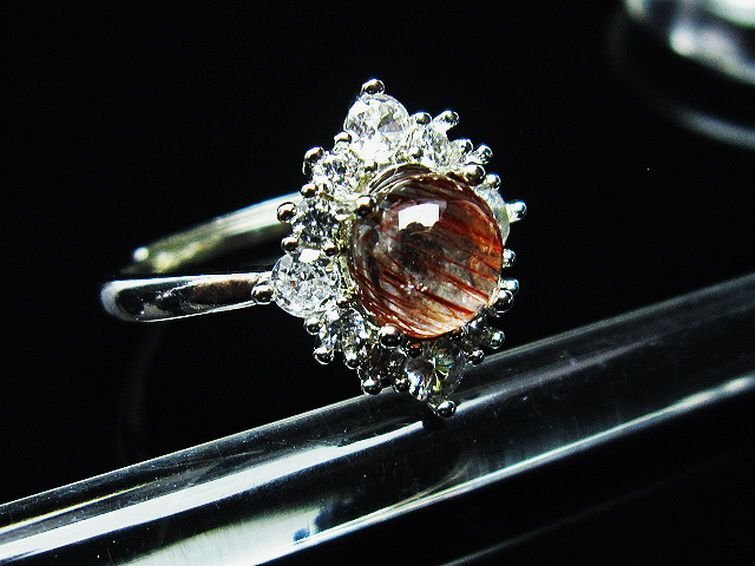 誠安◆天然石最高級品ファイナルグレード金針ルチル水晶指輪(19号)[T164-7126]の画像3