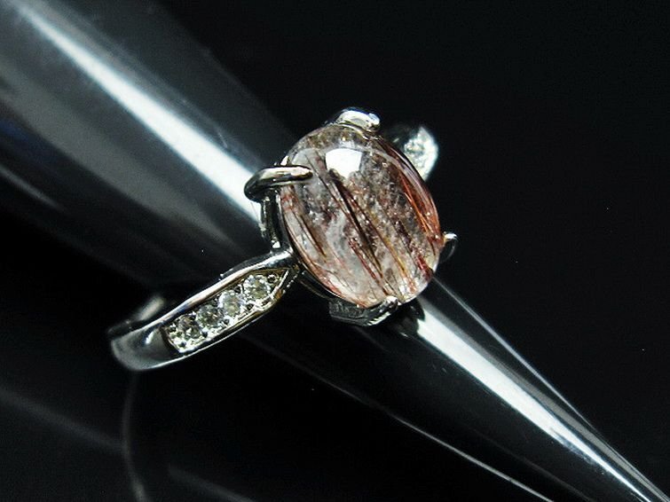 誠安◆超レア最高級天然ファイナルグレード金針ルチル水晶指輪(15号)[T164-6538]の画像3