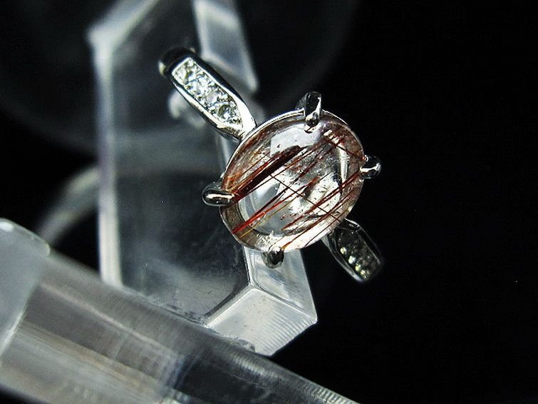 誠安◆超レア超美品AAA級天然ファイナルグレード金針ルチル水晶指輪(15号)[T164-6788]の画像3