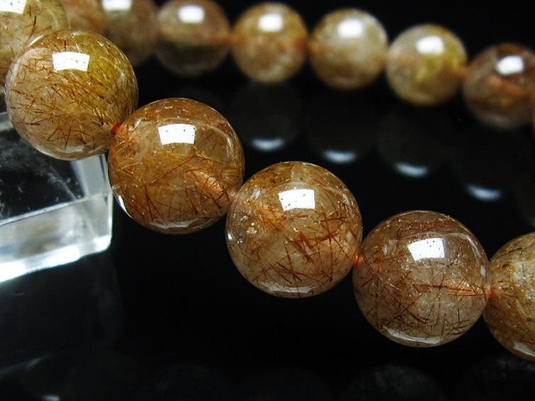 誠安◆天然石高級品金針ルチル水晶ブレスレット 12mm [T50-8926]の画像3