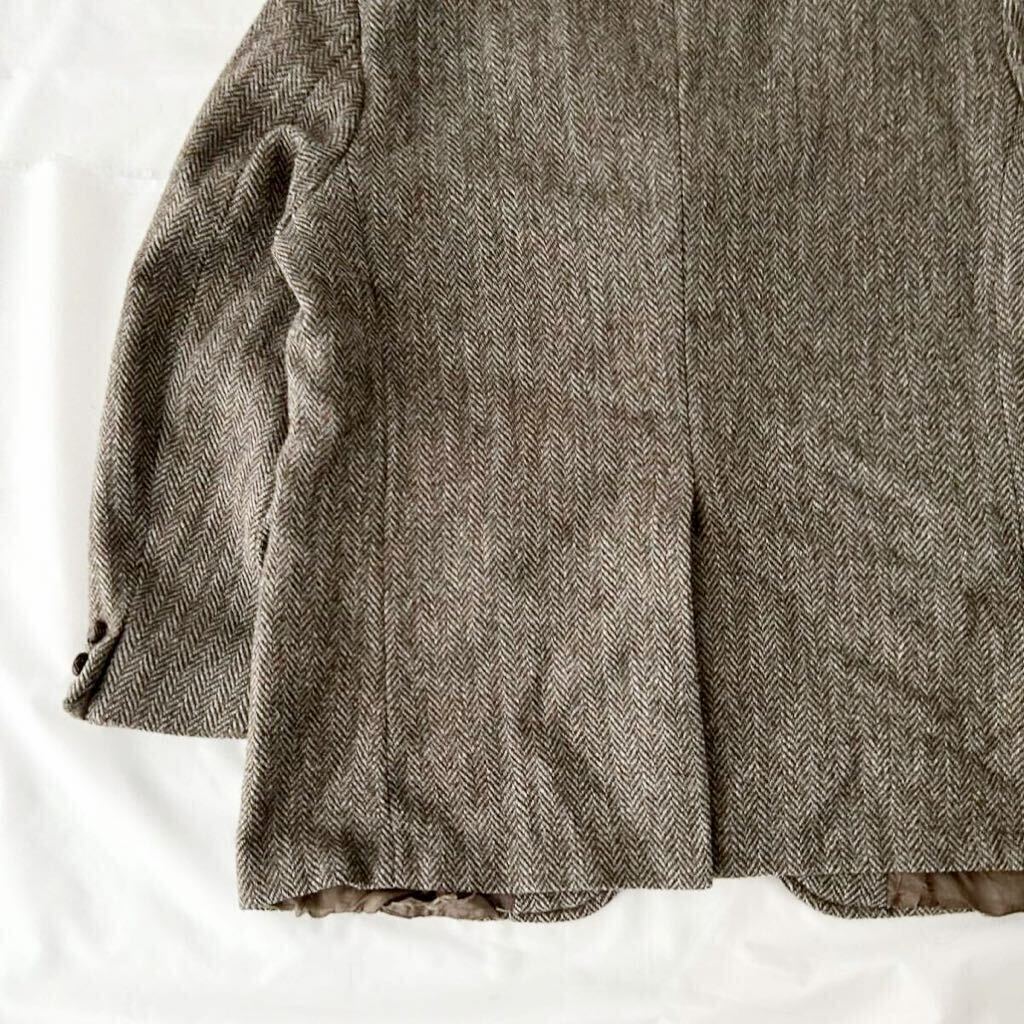 80s ハリスツイード ヘリンボーン ウール テーラードジャケット （ ビンテージ 80年代 Harris Tweed スーツ アイビー jacket USA製 70s 90sの画像7