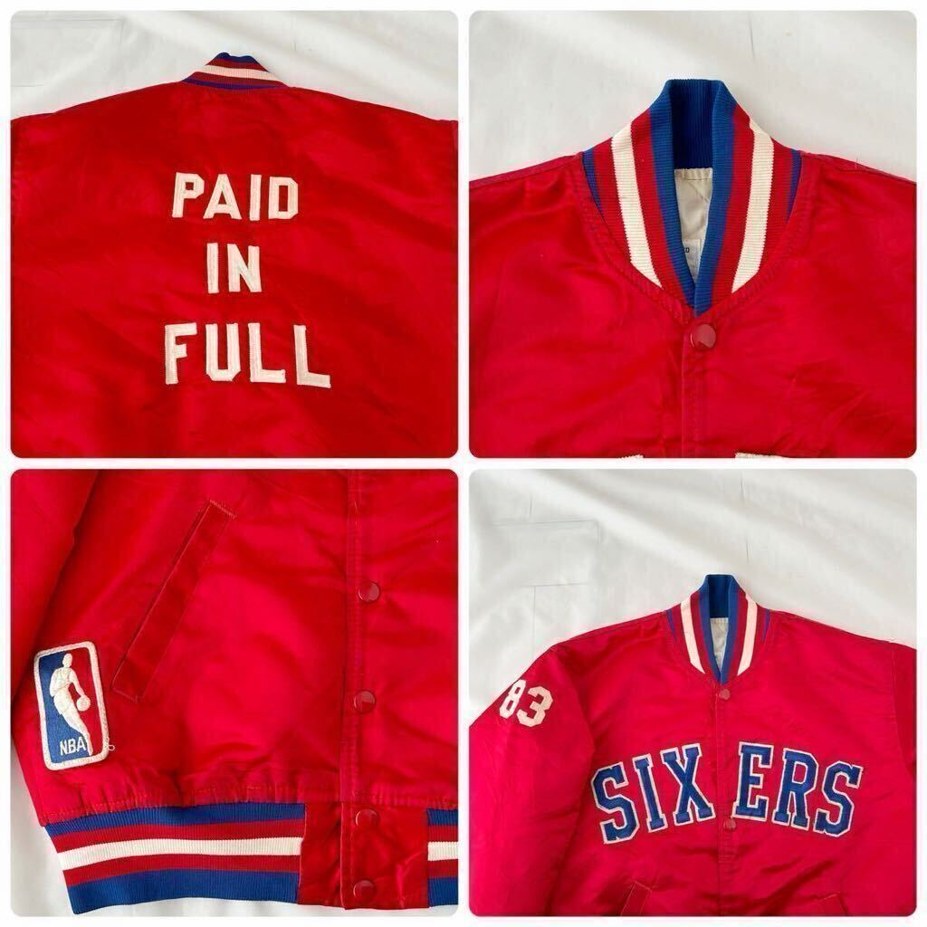 80s 90s NBA Philadelphia SIXERS 76ers ナイロン スタジャン STARTER USA製 （ ビンテージ 80年代 90年代 シクサーズ チーム バスケットの画像8