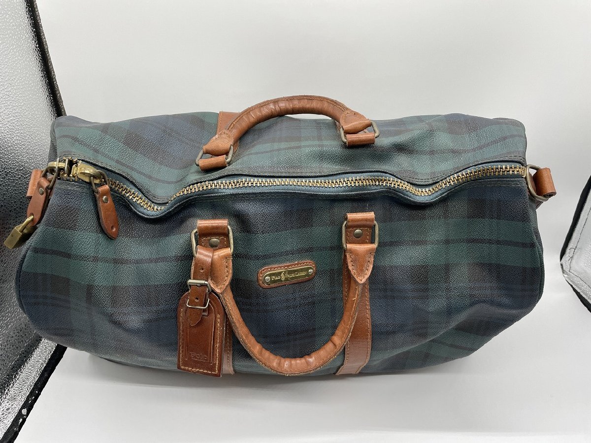 -. great popularity [ Polo Ralph Lauren POLO RALPH LAUREN Boston bag green green check travel bag bag ]OK17163