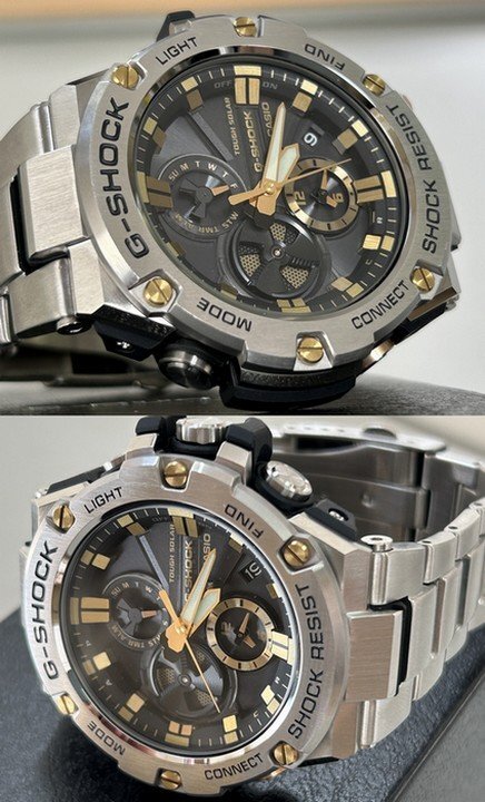 #極美 展示級【2024年4月購入 カシオ CASIO G-SHOCK GST-B100D-1A9JF Gショック タフソーラー モバイルリンク メーカー保証付】P04181の画像6