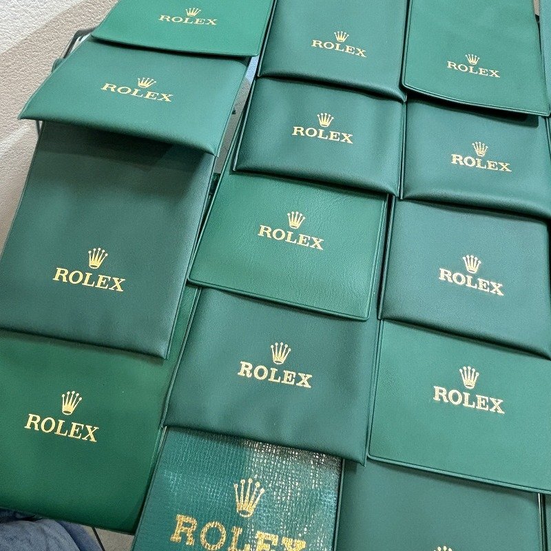 Ω希少品！【ROLEX ロレックス 純正 付属品 ベルトケース ベルト入れ 時計入れ 緑 グリーン コンパクト 24個セット ヴィンテージ】NA01056_画像5