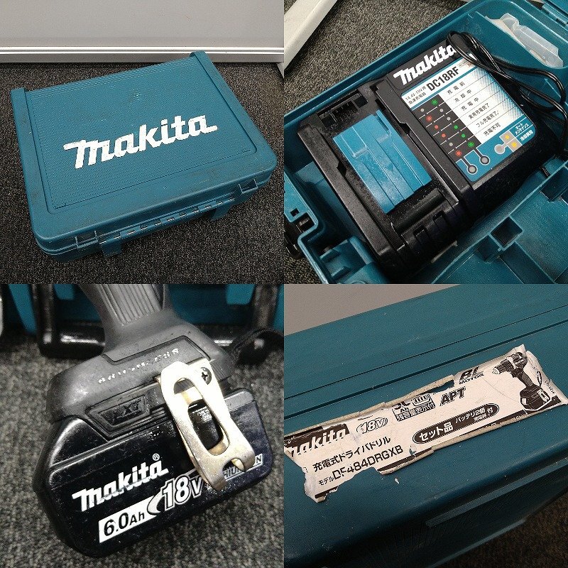 ＄【 Makita マキタ 充電式ドライバドリル DF484DRGXB（6.0Ah）バッテリBL1860B×1本・充電器DC18RC・ケース付 電動工具 】KH11836の画像10