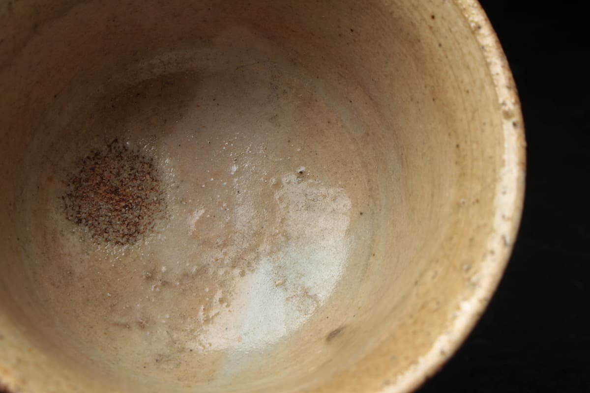 JK516 時代 伊羅保盃・黄釉杯 径8cm・煎茶碗・茶杯・酒盃・酒杯 和食器の画像3